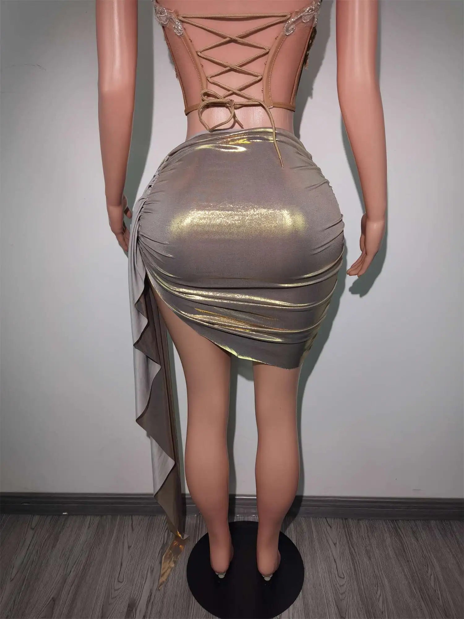 2024 Sexy Gold Bandage Short 2 Piece Evening Dress