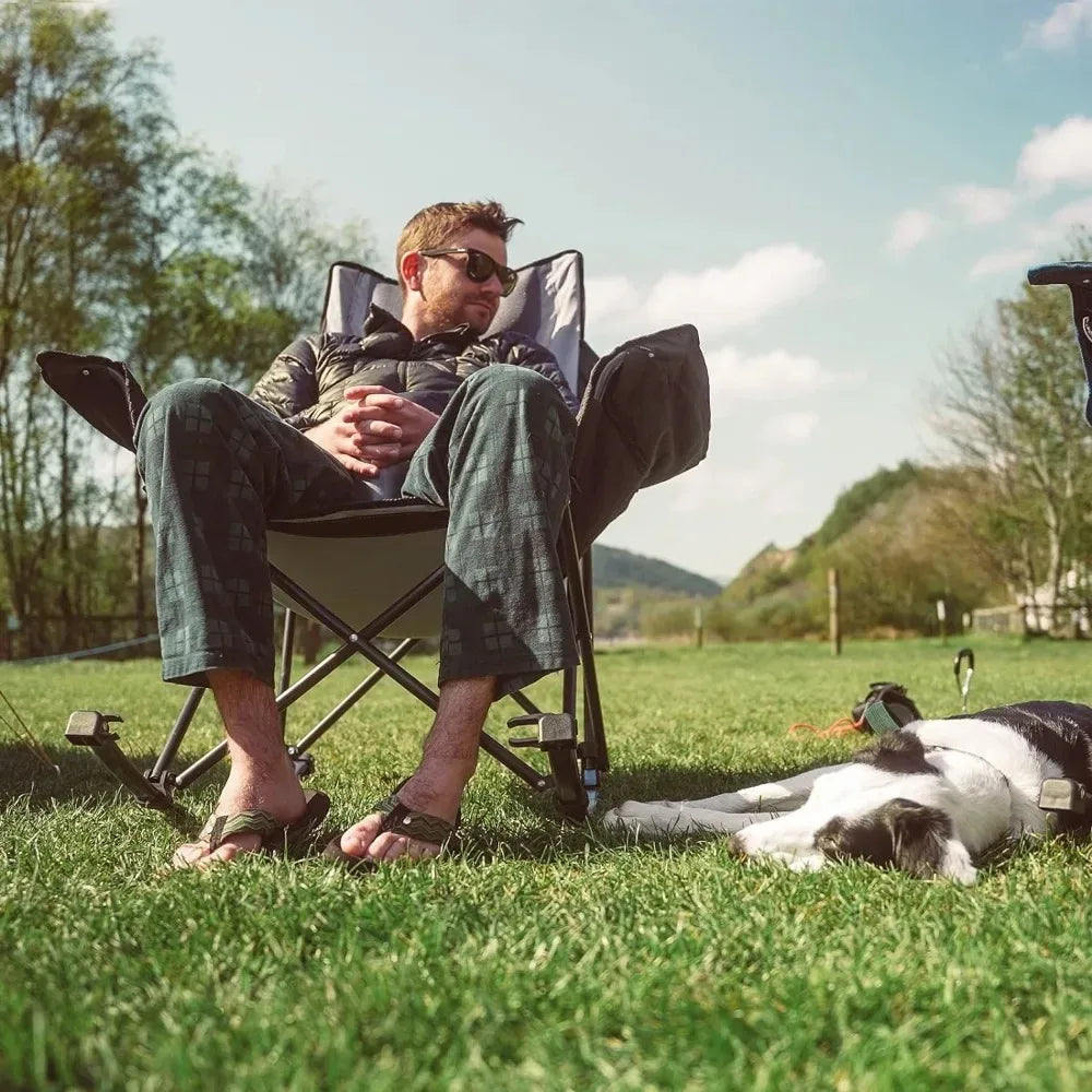 Folding Rocking Camping Chair with Luxury Padded Recliner