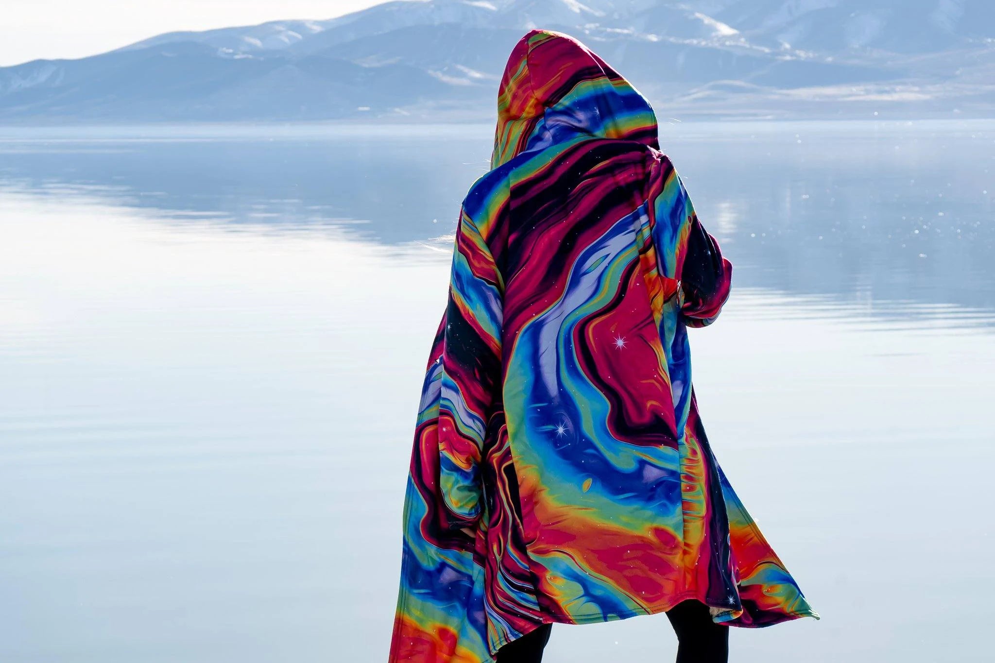 Psychedelic hooded Fleece Lined Cloak