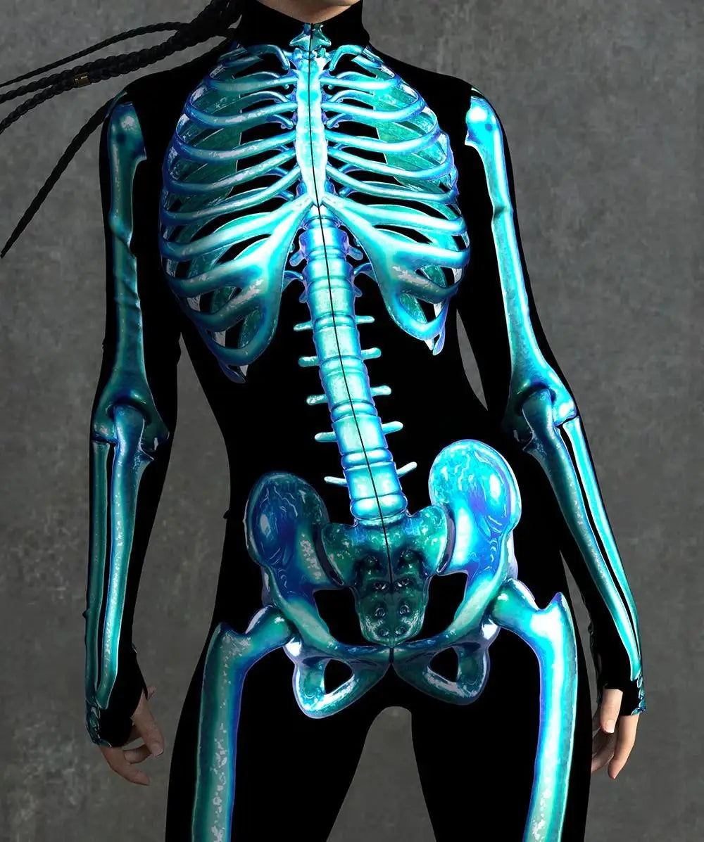 Colorful Skeleton Full-Body Rave Bodysuit