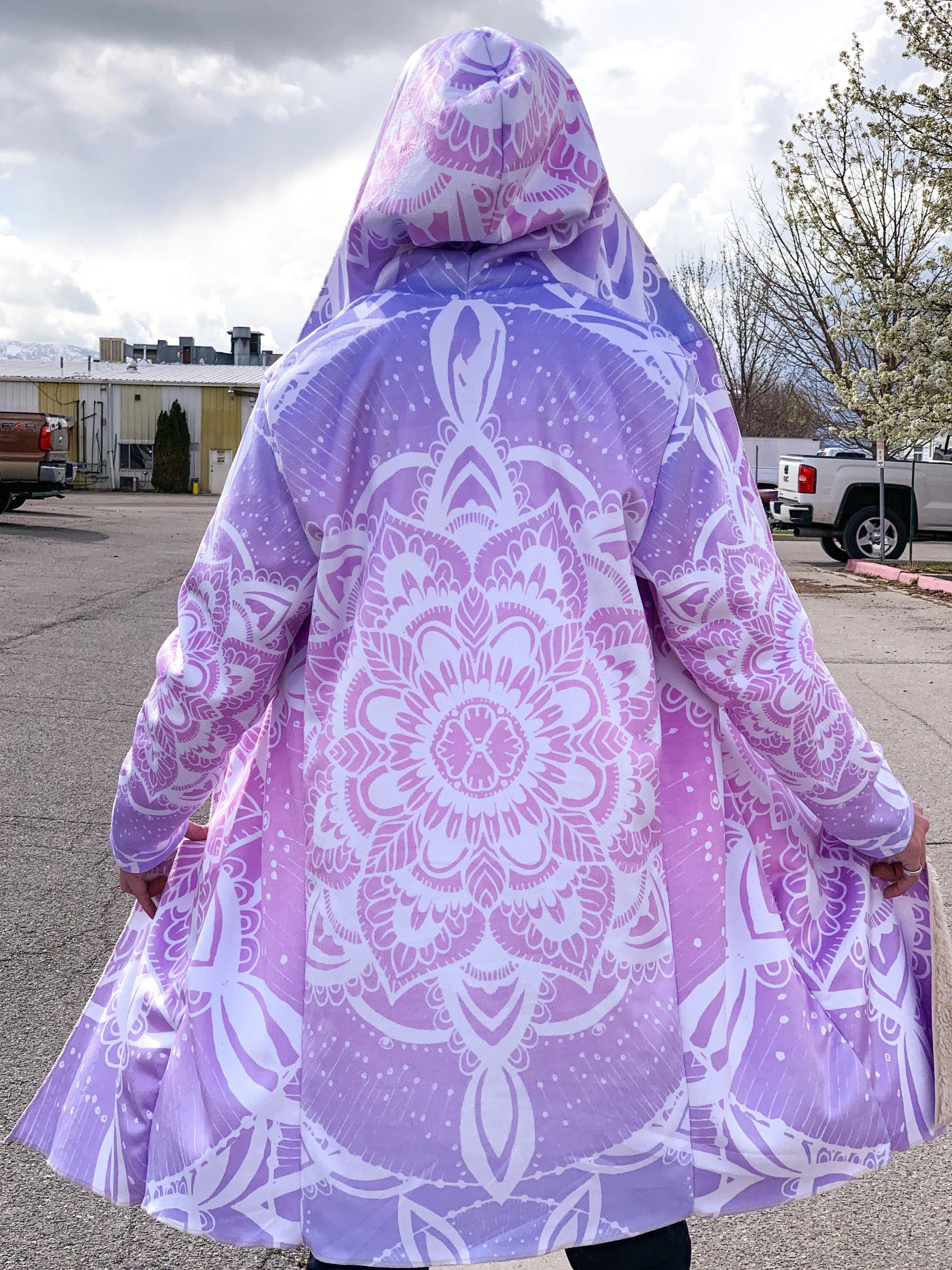 Psychedelic hooded Fleece Lined Cloak