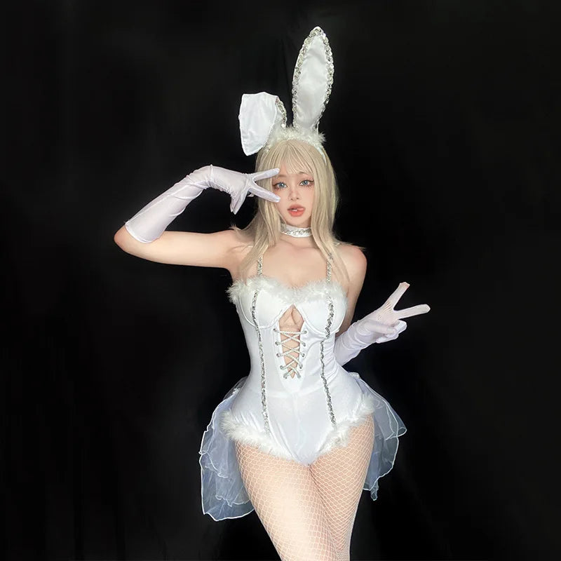 Sexy White Corset Bunny Costume