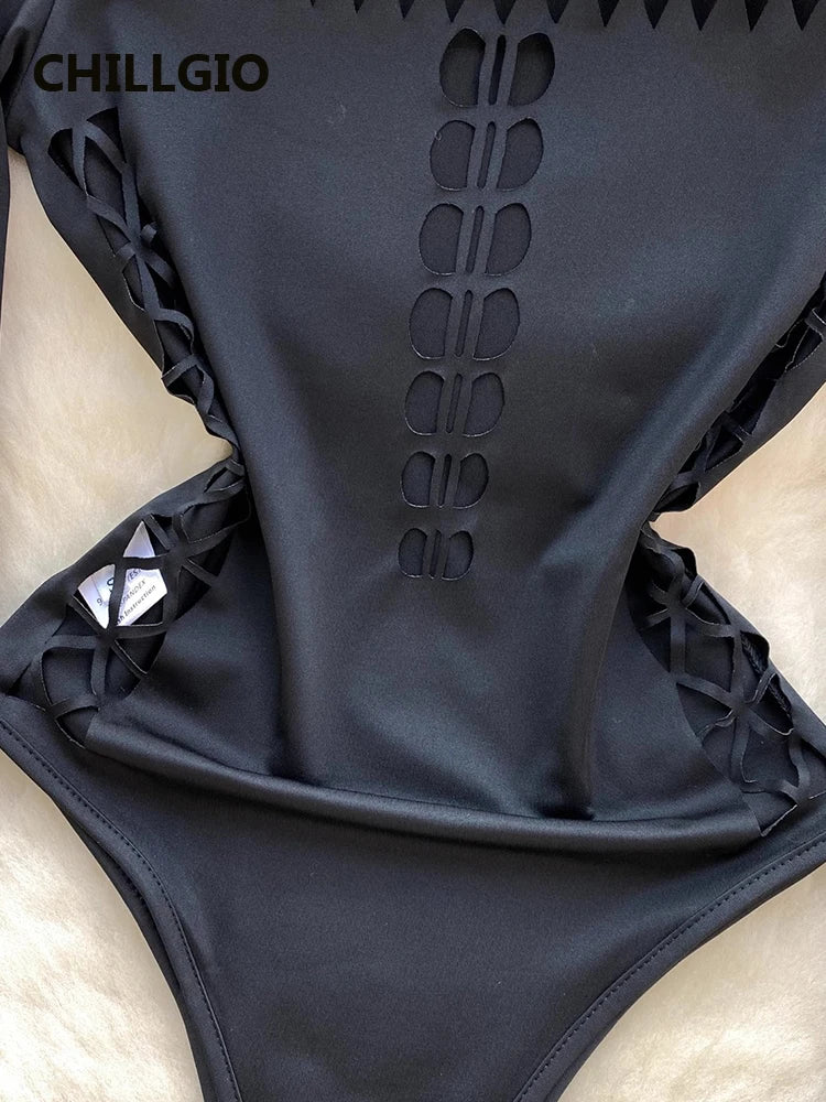 Black Cut out Rave Bodysuit