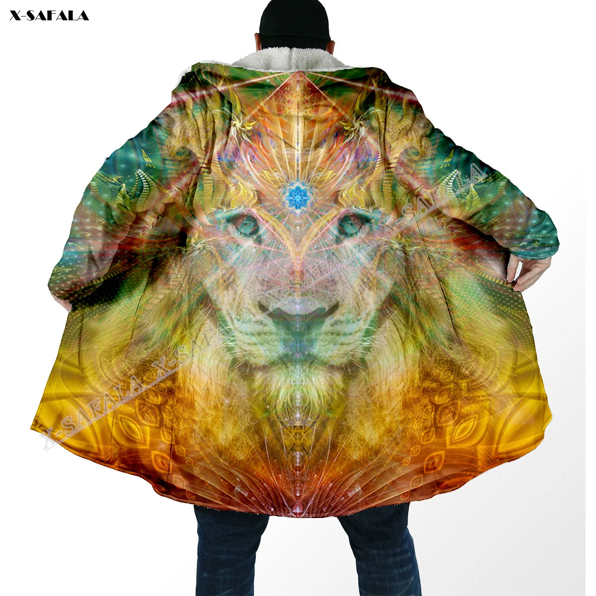 Psychedelic hooded Fleece Lined Cloak