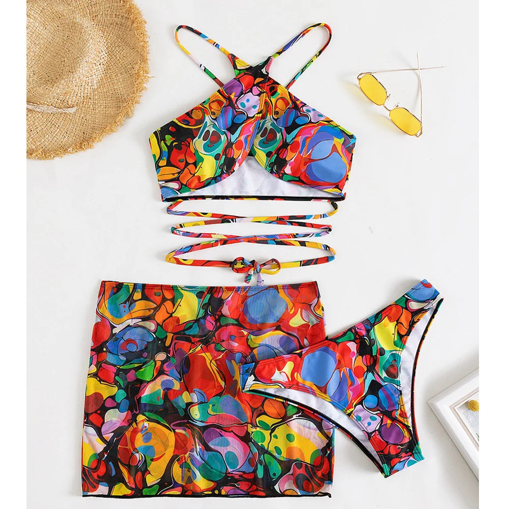 3 Piece trippy Matching rave outfit Set