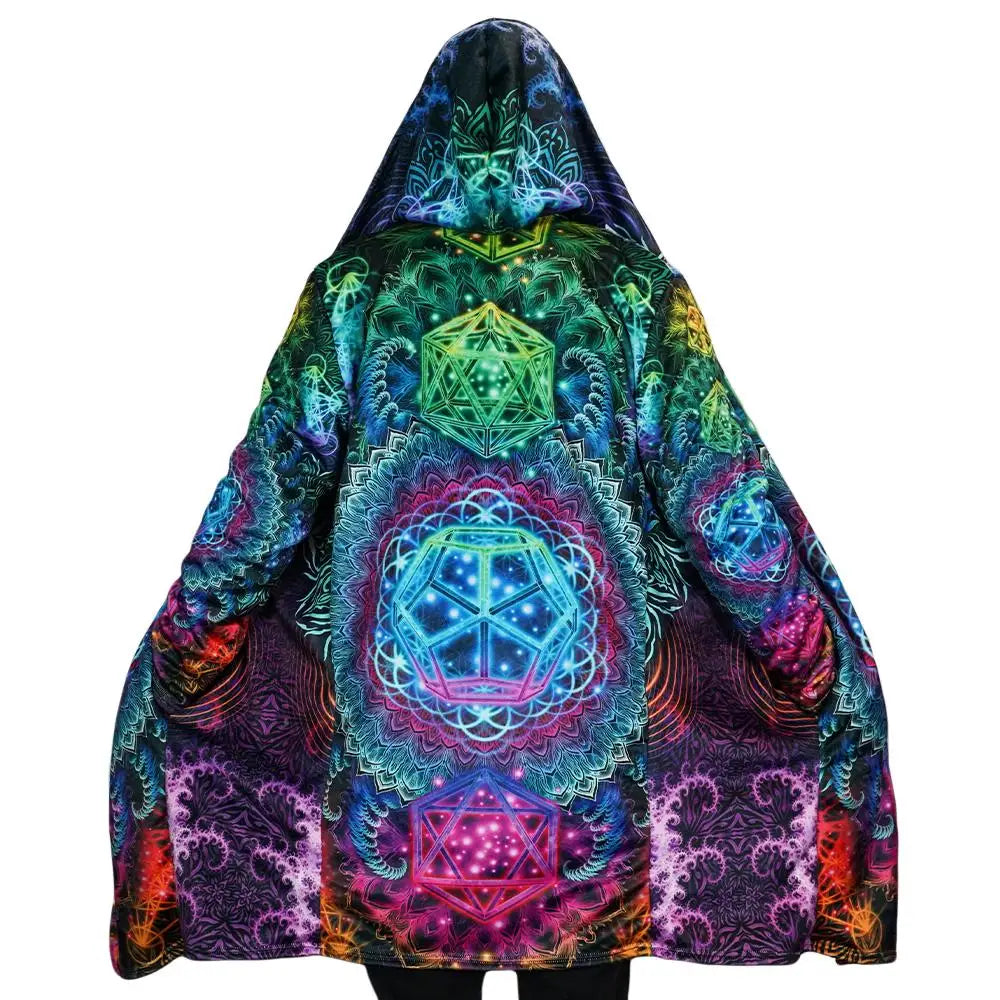 Psychedelic hooded Fleece Lined Cloak