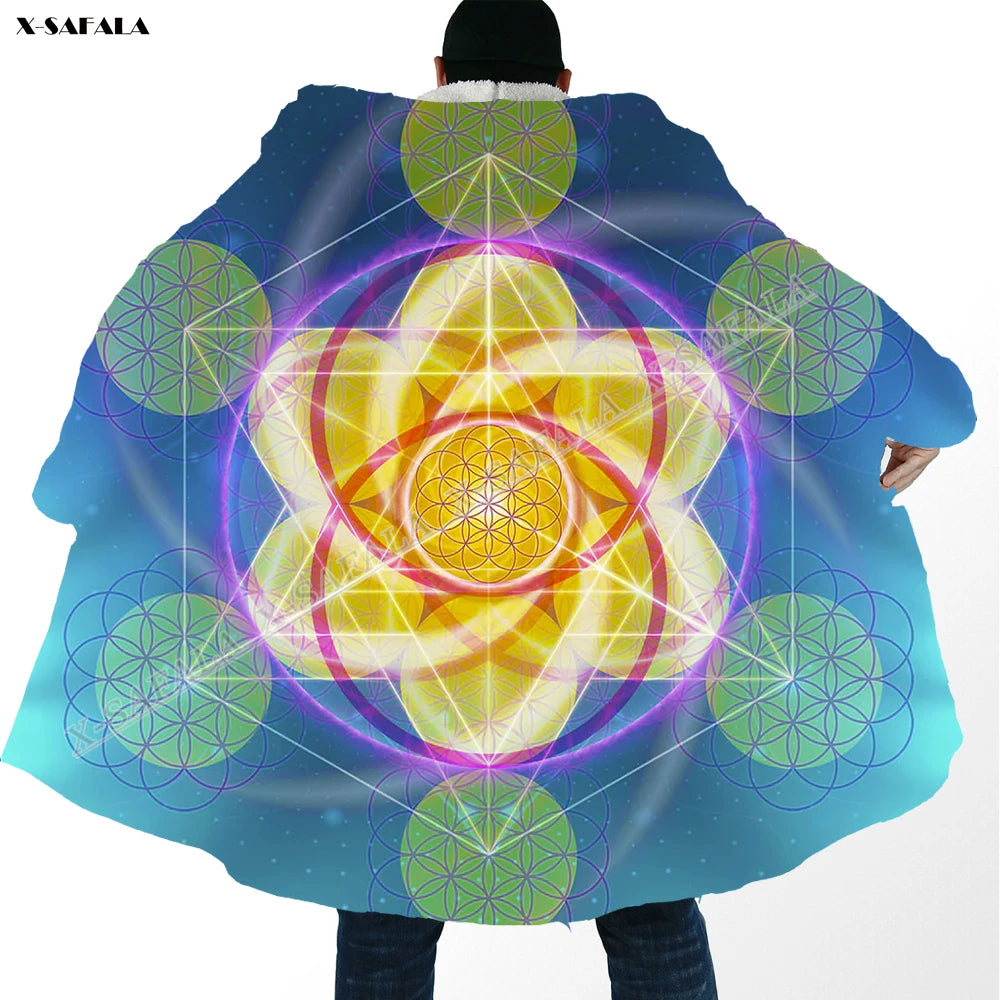 Psychedelic hooded Fleece Lined Cloak