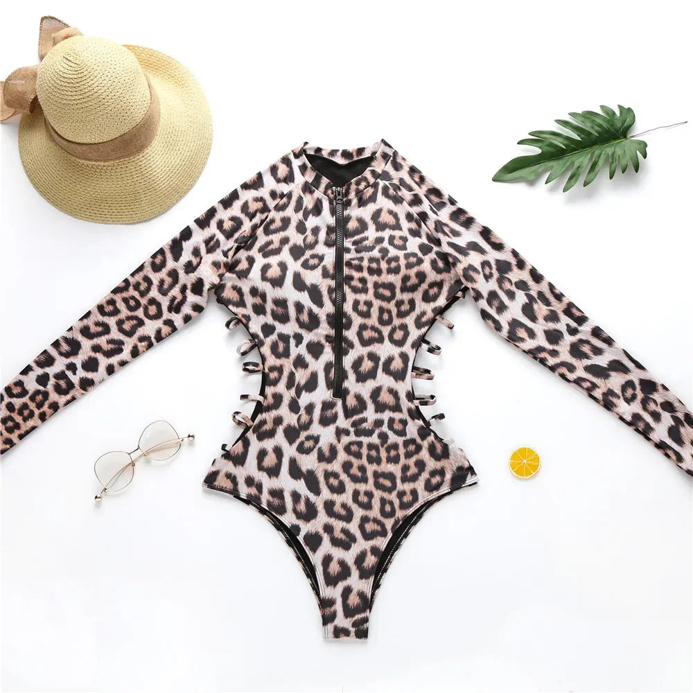 Leopard Print One Piece Swimsuit