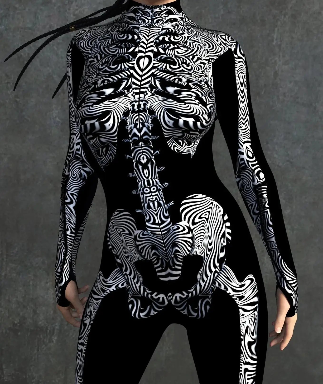 Colorful Skeleton Full-Body Rave Bodysuit