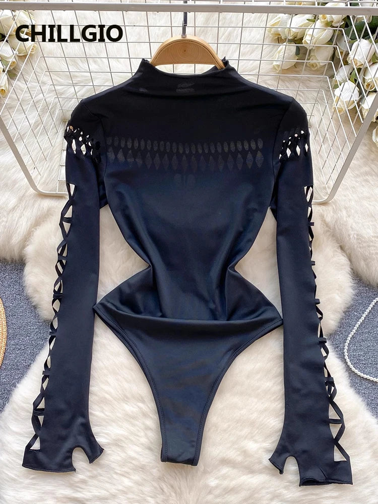 Black Cut out Rave Bodysuit 