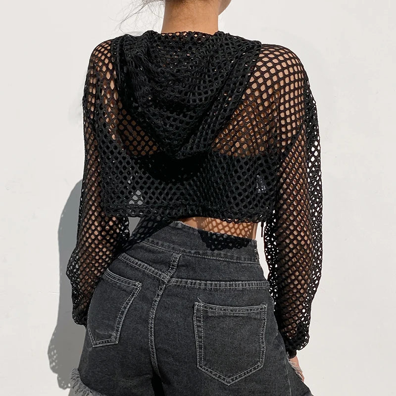 Fishnet Cropped Rave Top