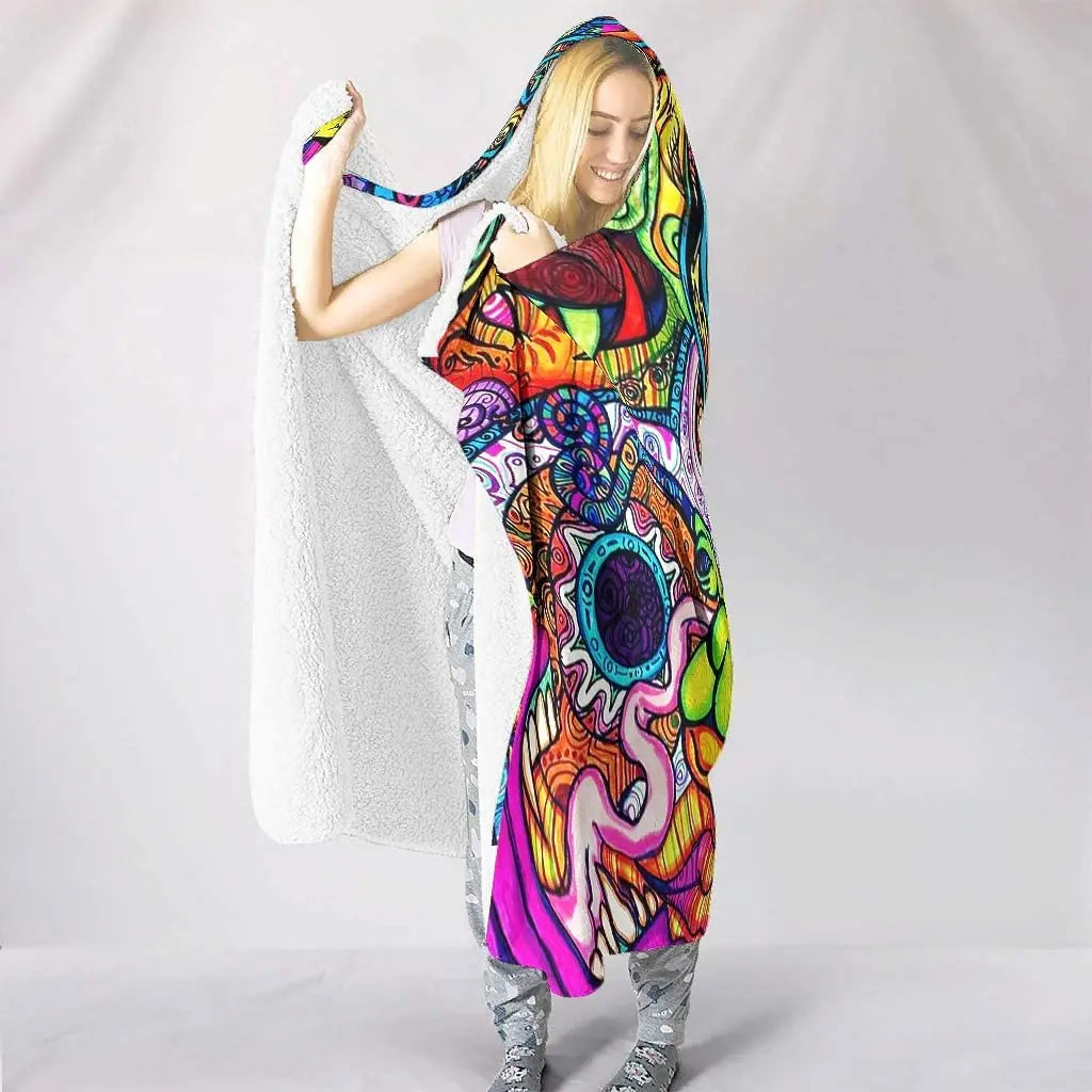 Abstract Trippy Hooded Blanket