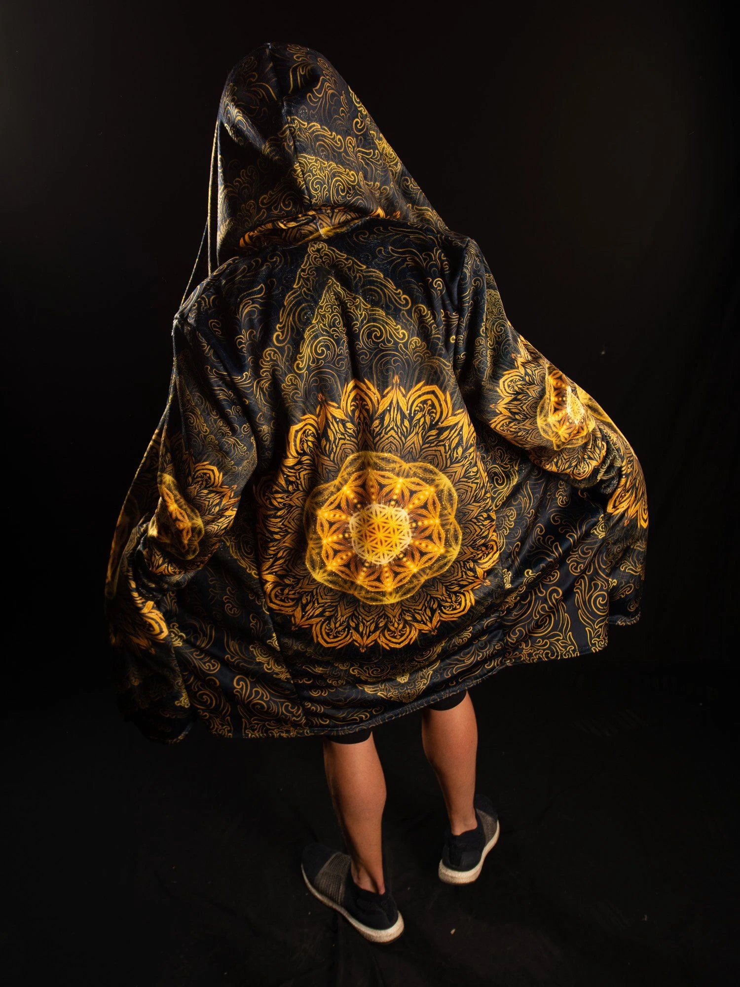 Psychedelic hooded Fleece Lined Cloak