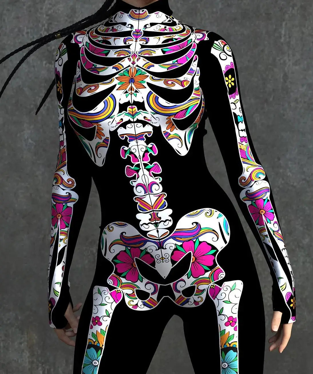 Colorful Skeleton Full-Body Rave Bodysuit