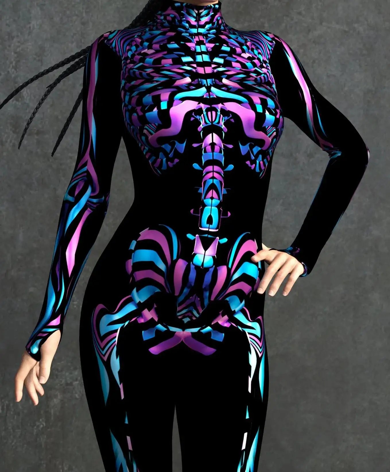 Colorful Skeleton Full-Body Rave Bodysuit