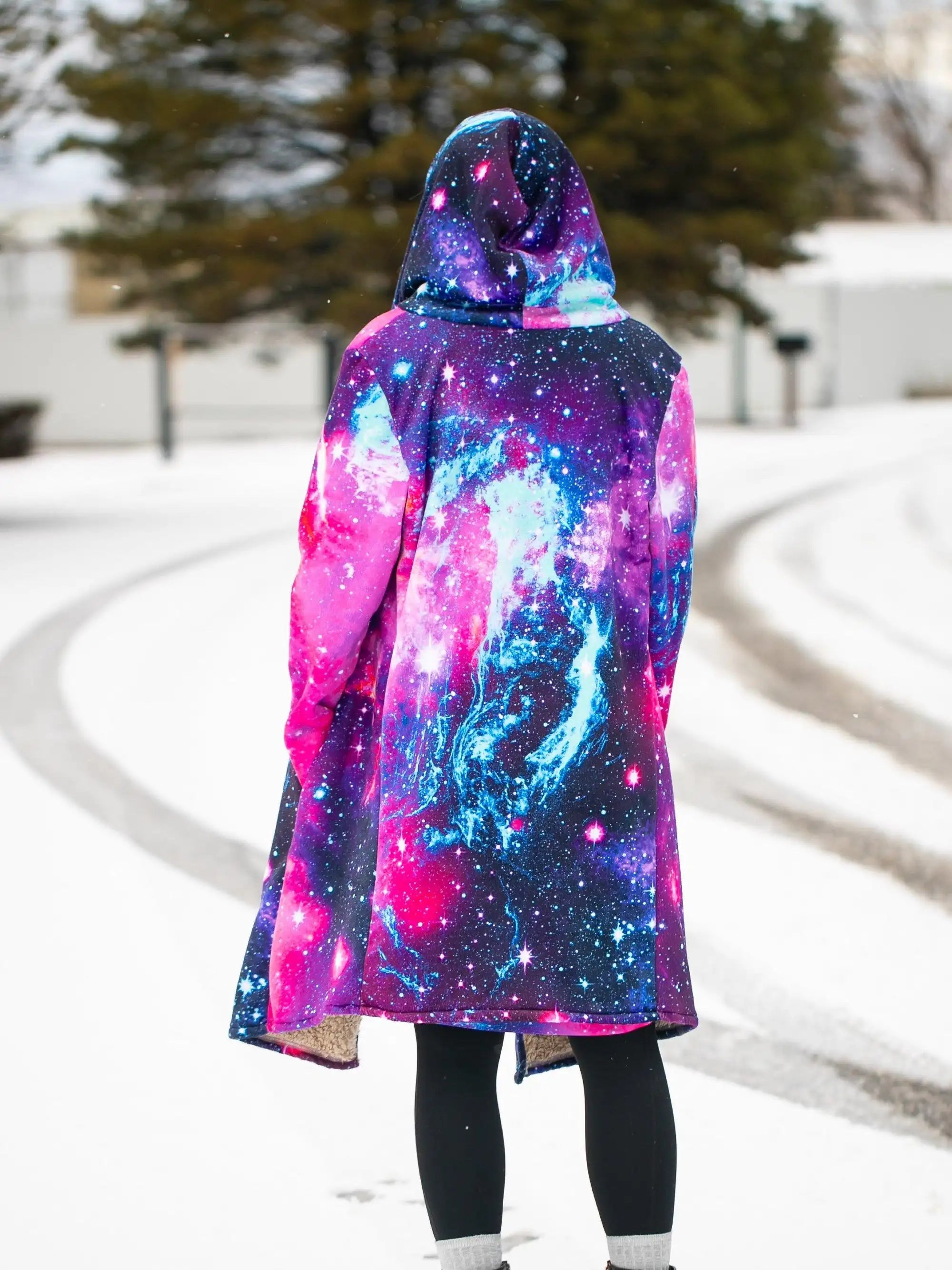 Psychedelic hooded Fleece Lined Cloak