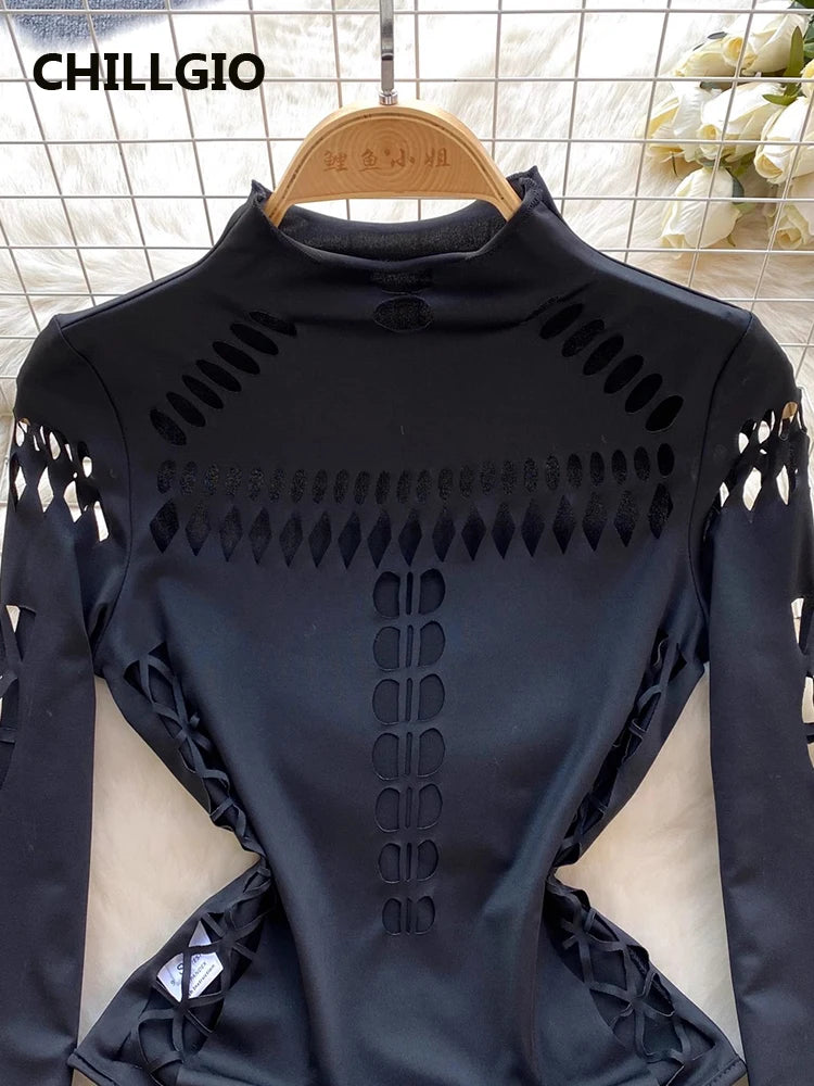 Black Cut out Rave Bodysuit 