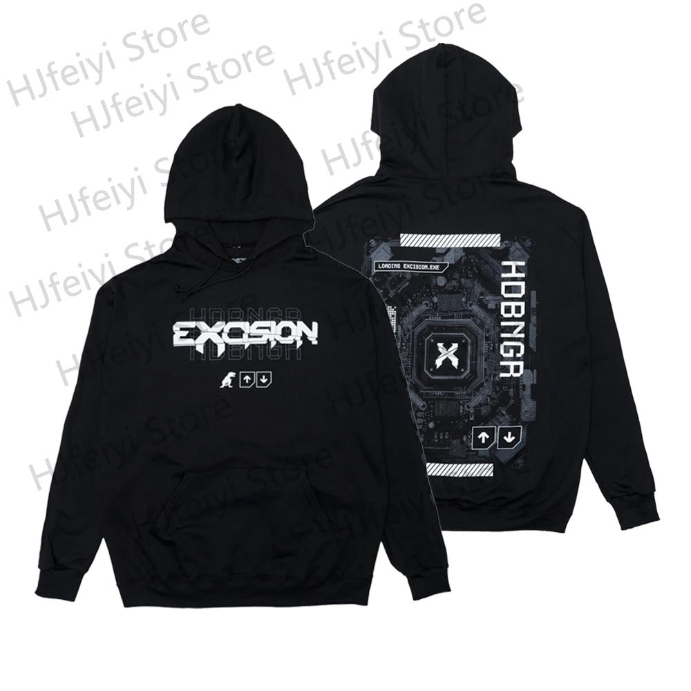 Excision Black & White Long Sleeve Hoodie